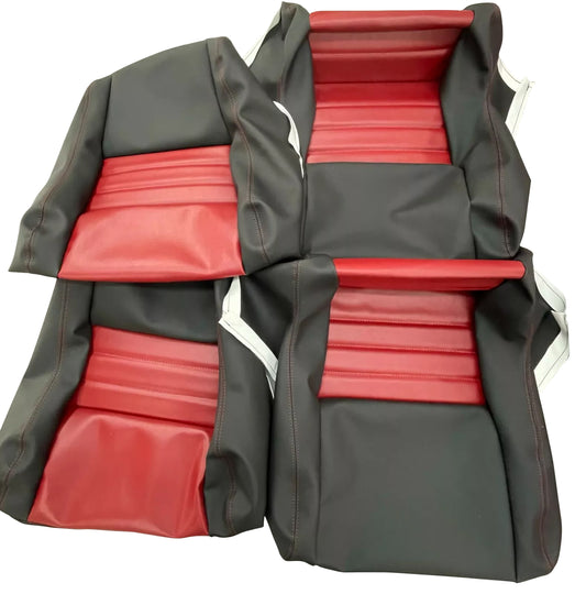1979-1982 Corvette Seats Cover(2" bolster) BLACK / RED INSERT