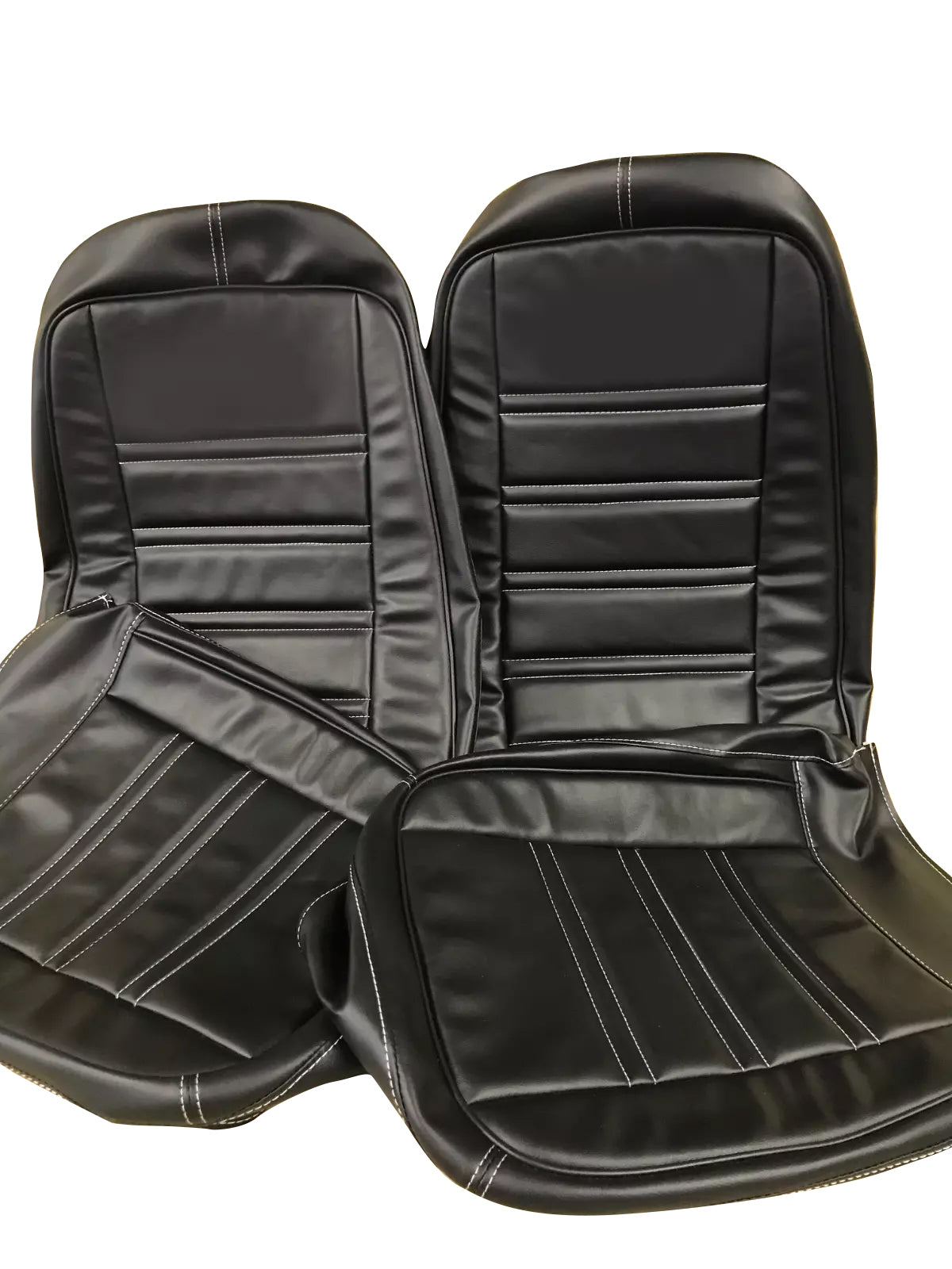 1976-1978 CORVETTE C3 SEATS COVER FULL SET( Black With White Stitching)