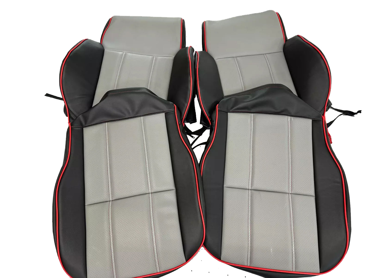 1986-1995 Suzuki Samurai Seat Covers(F/R )( Black/Grey Inserts and RED TRIM)