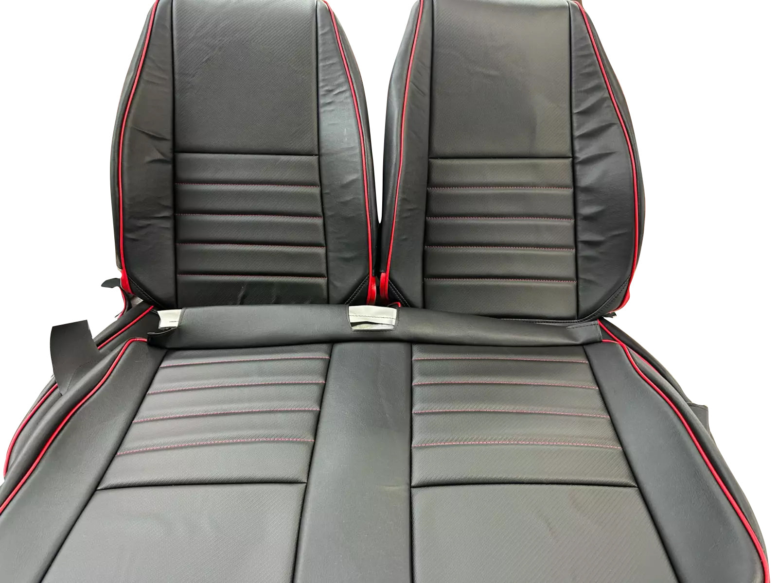 1986-1995 Suzuki Samurai seat covers - Black/Black carbon inserts- F/R Red Trim