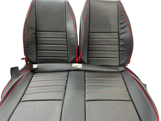 1986-1995 Suzuki Samurai seat covers - Black/Black carbon inserts- F/R Red Trim