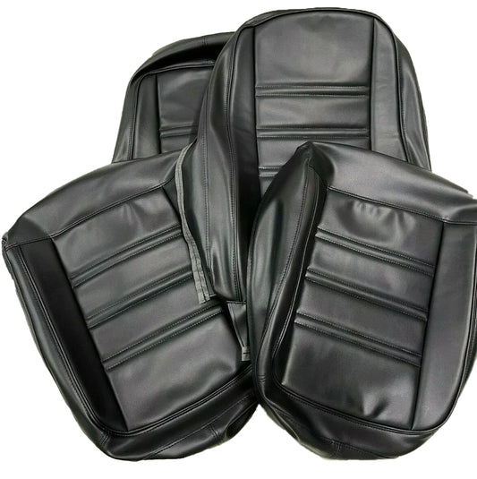 1976-1978 CORVETTE C3 SEATS COVER (ALL BLACK) Leather/Vinyl Side