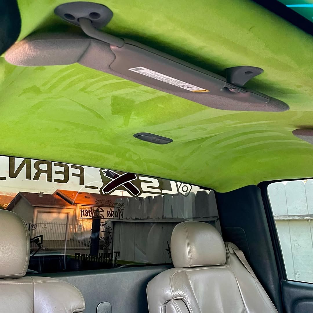 Lime Green Suede Headliner Foam Back Stretch Fabric 60"wide