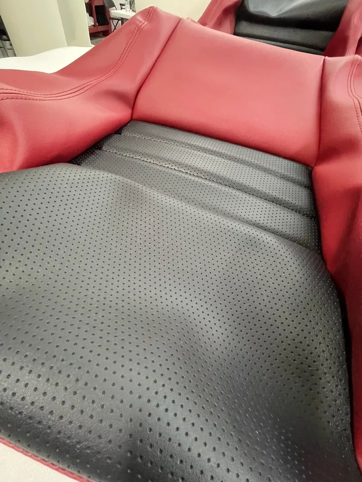 1979-1982 Corvette Seats Cover(2" bolster)RED / BLACK PERFORATE INSERT
