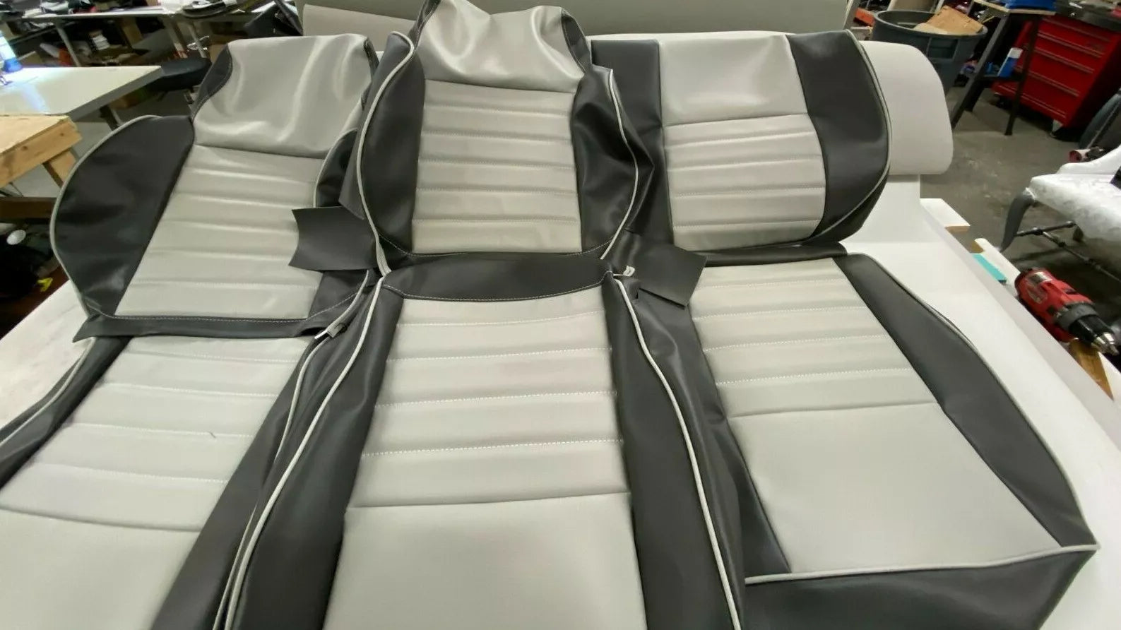 1986-95 Suzuki Samurai seat upholstery replacement covers, Dk Gray / Lt Gray F/R