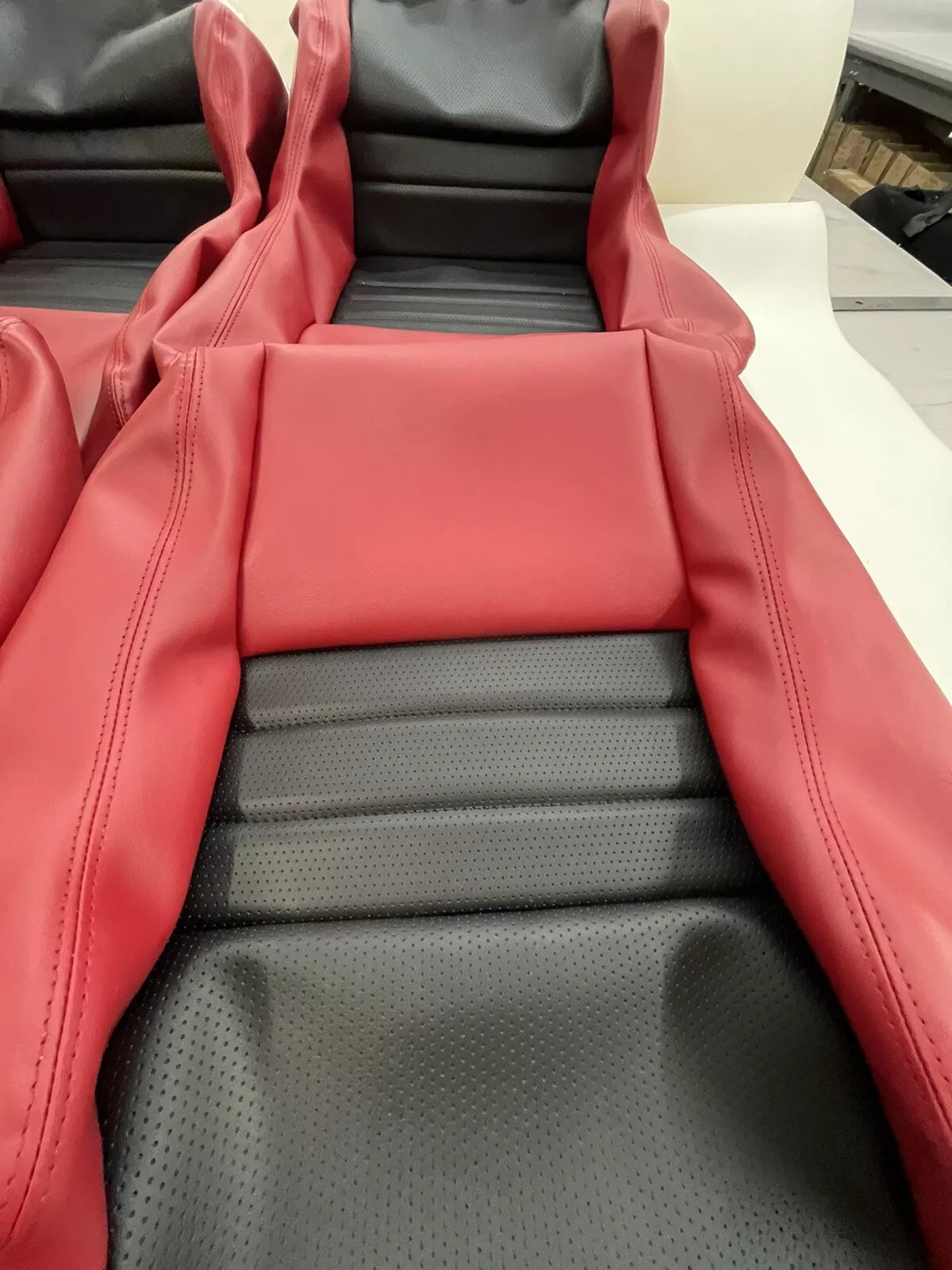 1979-1982 Corvette Seats Cover(2" bolster)RED / BLACK PERFORATE INSERT