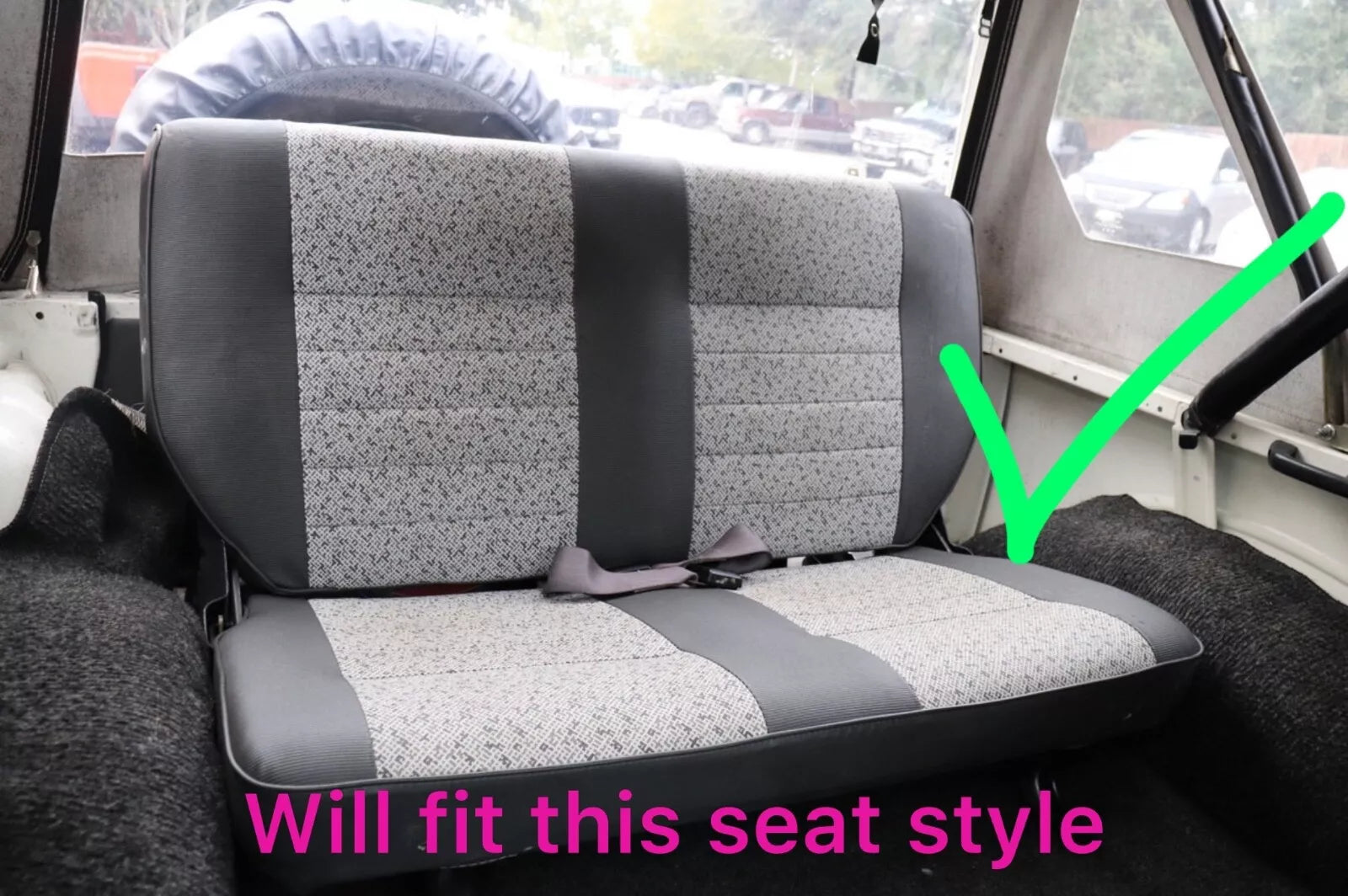 1986-1995 Suzuki Samurai Front/Rear upholstery seat covers-BLK,LT Grey, RED TRIM