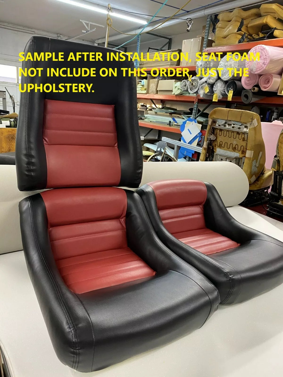 1979-1982 Corvette Seats Cover(2" bolster) BLACK / RED INSERT