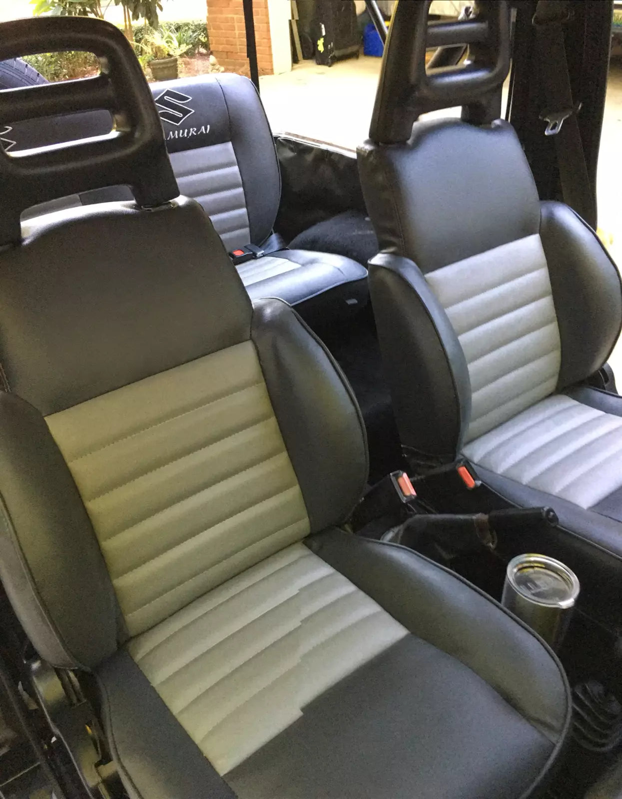 1986-1995 Suzuki Samurai Front/Rear upholstery seat covers(Dk Grey and LT grey)