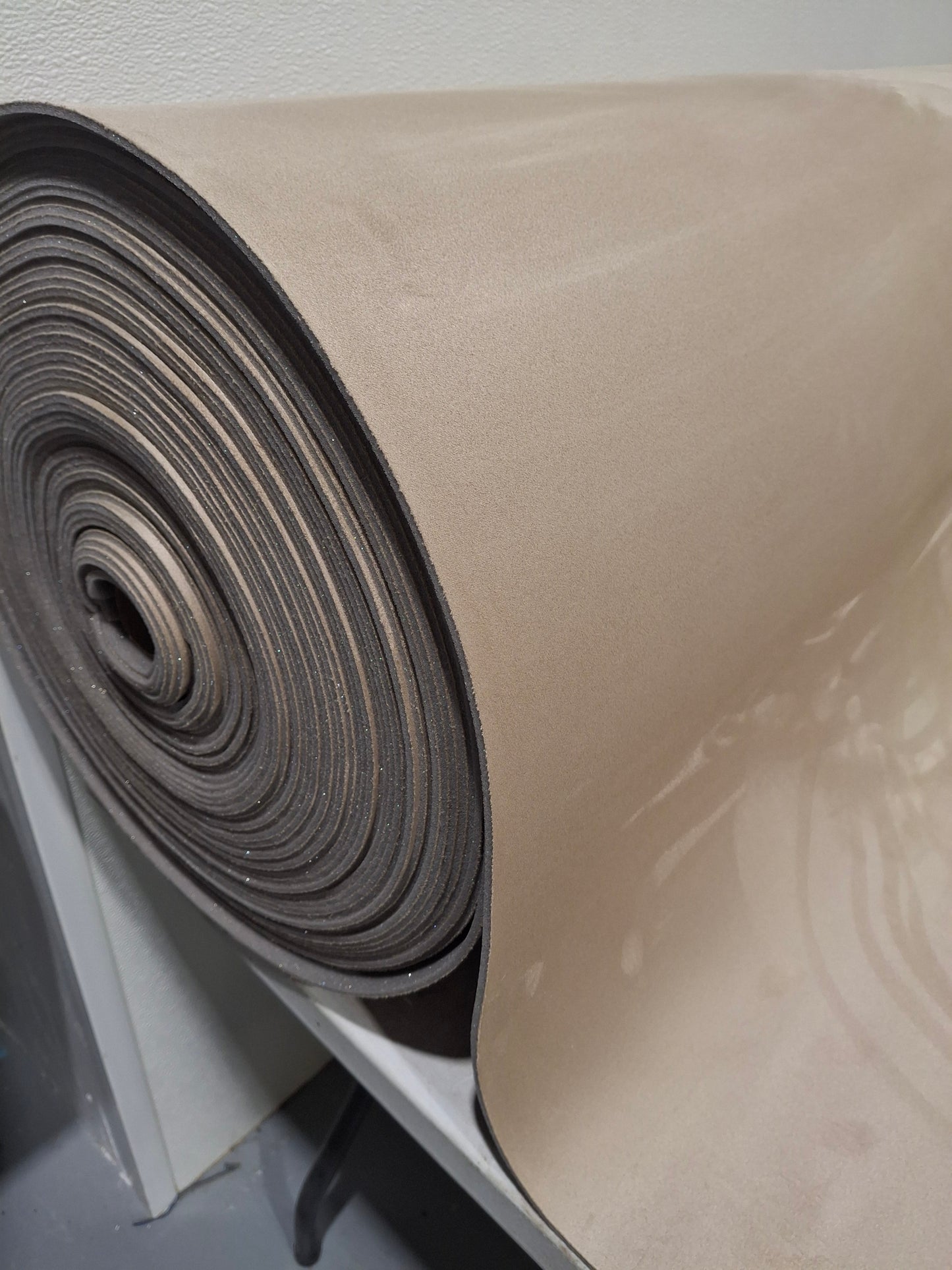 Beige Stretch Suede Headliner Foam Back Fabric 60" wide