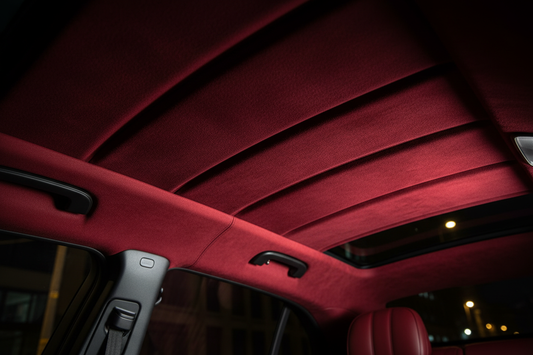 Red Suede Headliner in Car Interior