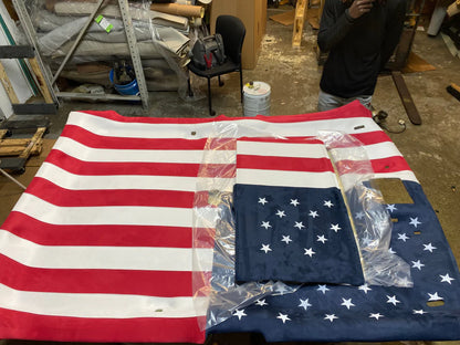 Red White Blue Suede American Flag Headliner Kit for Extended Cab Trucks 60" Wide