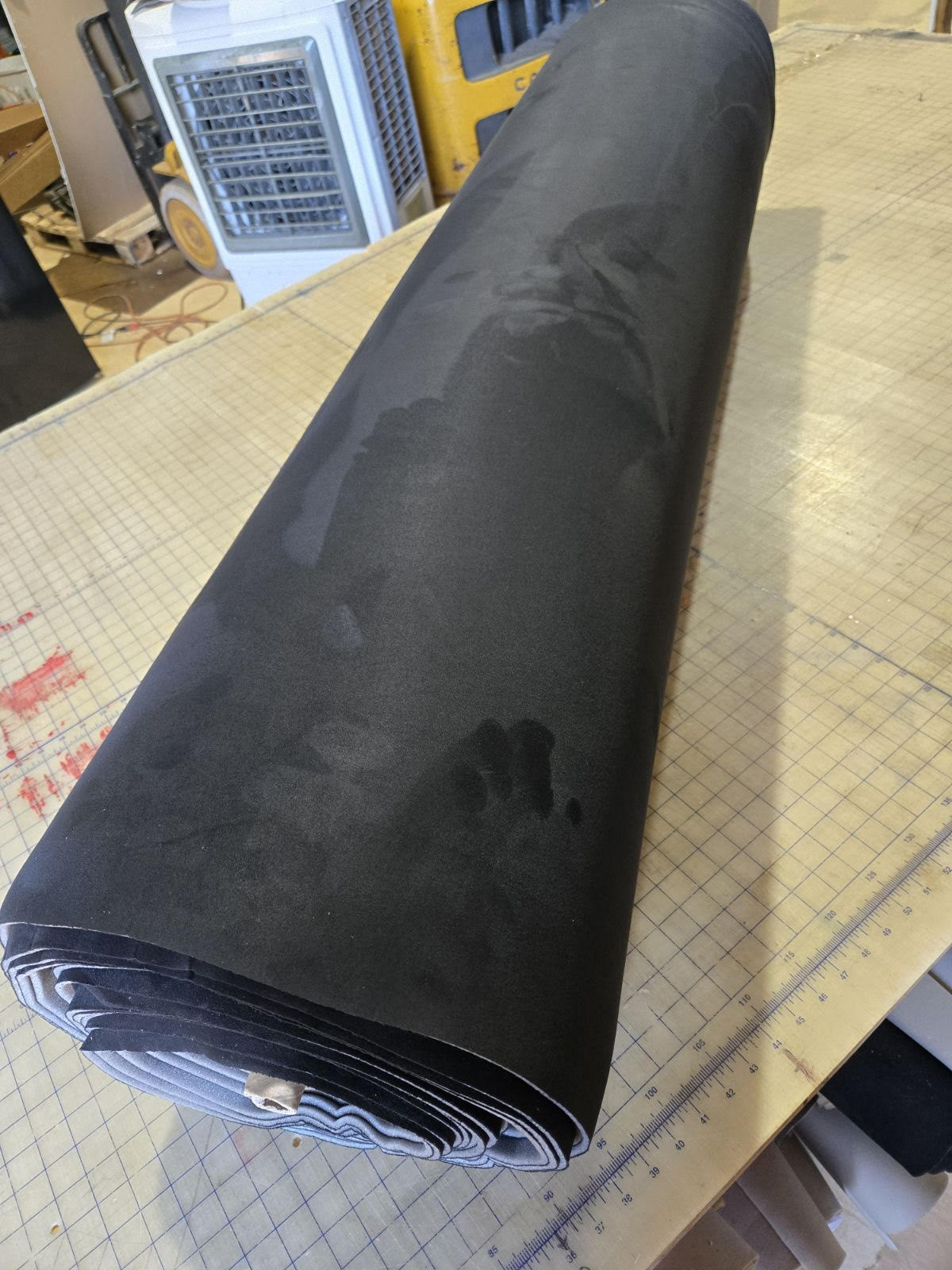 Black Stretch Suede Headliner Fabric – Foam Backed, 60” Wide, Automotive Roof Replacement Material (Fits Most Vehicles