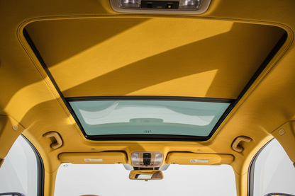 Yellow Suede Headliner in Car Interior