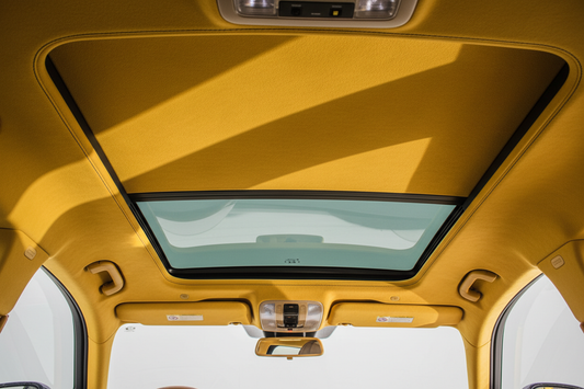 Yellow Suede Headliner in Car Interior
